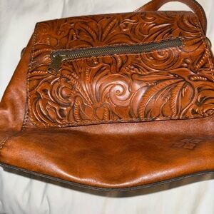 Patricia Nash Floral Embossed Leather Backpack - Rich Brown